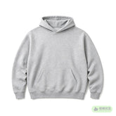 Grey relaxed fit cotton fleece hoodie laid flat