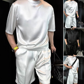 đĽMen's Casual Solid Top & Shorts 2-Piece Set