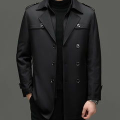 Men's Medium-Length Trench Coat with Detachable Inner 🧥🌡️ – 1-Coat 2-Ways, Warm for Autumn/Winter, Perfect for Daily & Commute