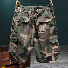 ๐2026 New Arrivals 50% OFF๐ฅMen's Studded Camo Cargo Shorts โ Distressed, Multi-Pocket & Elastic Waist โ Rugged Streetwear Cargo Shorts ๐น