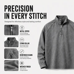 🖤Black Friday Sale:50% OFF🖤🍂 Men's Quarter-Zip Denim Pullover – Casual Style with Comfortable Everyday Fit