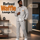 Men's Waffle Knit Jacket & Pants Two-Piece Casual Set