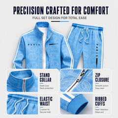 Men's Geometric Print Full-Zip Jacket & Pants Set