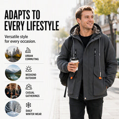 Men's Plush-Lined Hooded Parka Jacket