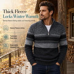 🧢Hooded & Versatile, Modern Fit👕 Men's Hooded Fleece Plaid Sweater – Classic Hood & Modern Cut | Comfortable Movement, Everyday Style ✨