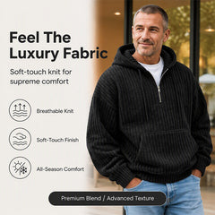 Men's Casual Half-Zip Corduroy Hoodie