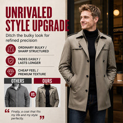Men's Mid-Length Trench Coat with Detachable Liner