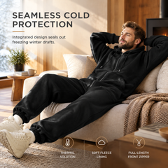 Men's Winter Tracksuit Set with Full-Zip Hoodie and Jogger Pants