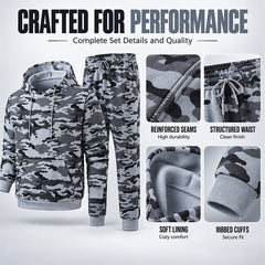 Men's Plush-Lined Camouflage Hoodie & Pants Set