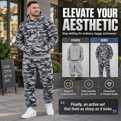 Men's Plush-Lined Camouflage Hoodie & Pants Set