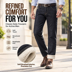👖 Toasty Warmth, Clean Straight-Line Fit | Men's Winter Straight Fit Thermal Jeans