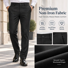 👖 Tailored Streamlined Look, Comfortable Mid-Rise Fit | Men's Slim-Fit Mid-Rise Suit Pants
