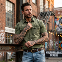 Vintage Western Denim Shirt(Short Sleeves)