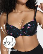 Deep V Lace Trim Full Coverage Push Up Bra - view 3