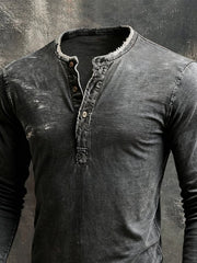 Men'S Vintage Washed Cotton Long-Sleeved T-Shirt