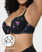 Deep V Lace Trim Full Coverage Push Up Bra - view 4