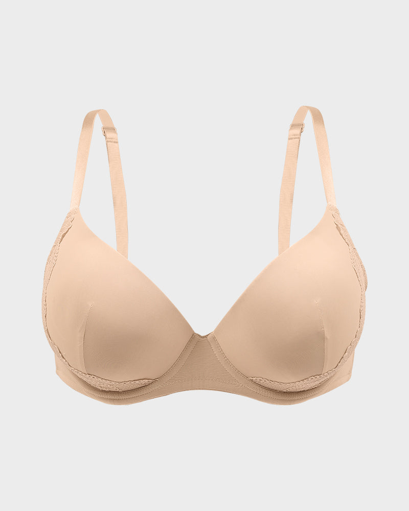 Deep V Lace Trim Full Coverage Push Up Bra - view 20