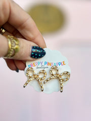 Bow and Dotted Pearl Earrings