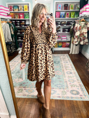 Queen of the Jungle Yoke Mini Dress - Taupe