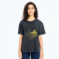 Tokyo-Tiger Retro Octopus Japanese Washed T-Shirt