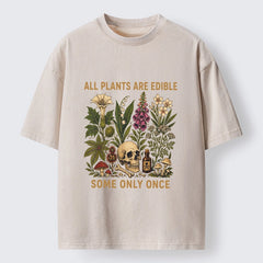 Tokyo-Tiger Edible Plants Some Only Once Joke Washed T-Shirt