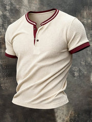 Men's Retro Patchwork Waffle T-shirt