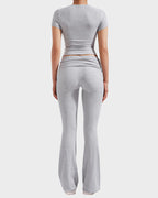 Women's 2-Piece Lounge Set: Tops & Flare Pants - view 4