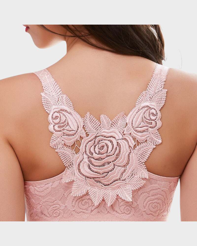 Rose Embroidery Front Closure Bra - view 5