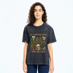 Tokyo-Tiger Edible Plants Some Only Once Joke Washed T-Shirt