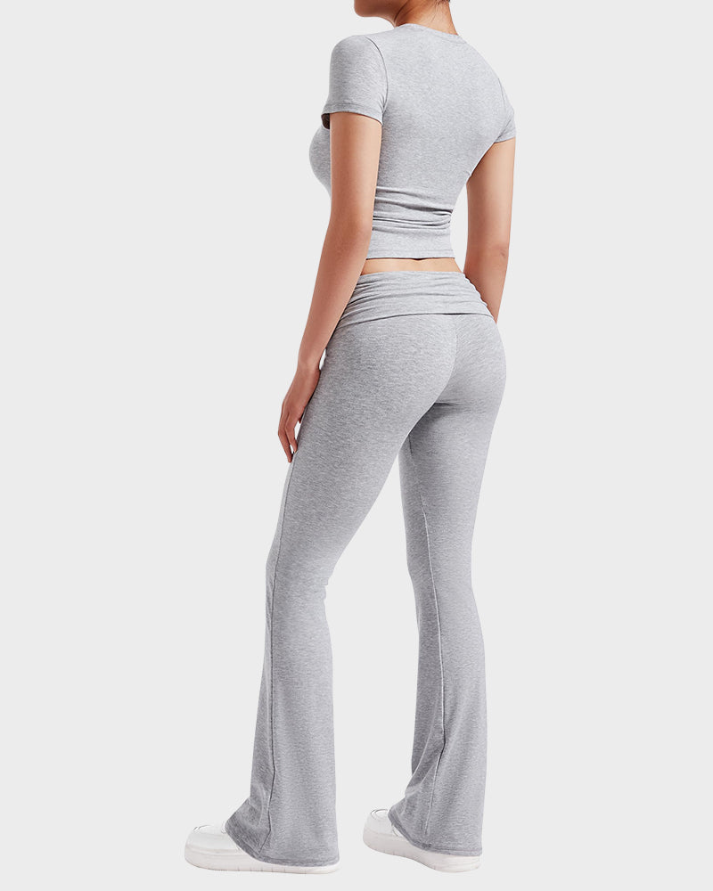 Women's 2-Piece Lounge Set: Tops & Flare Pants - view 3