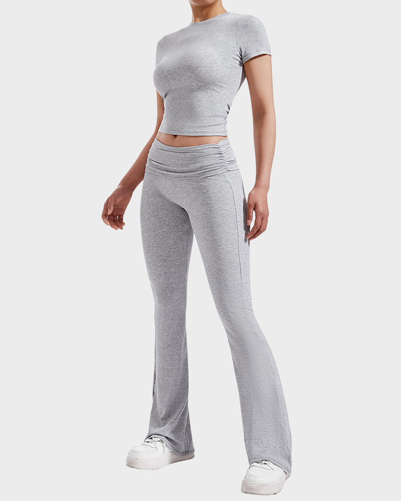 Women's 2-Piece Lounge Set: Tops & Flare Pants - view 2