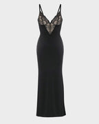 Deep-V Lace High-Slit Maxi Dress with Built-In Shapewear - view 5