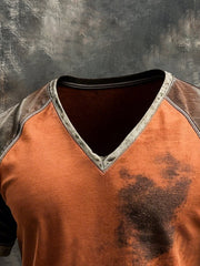Men's Retro Color Block Raglan Sleeve Short-Sleeve T-Shirt