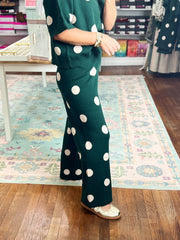 Polka Party Knit PANTS - Hunter Green