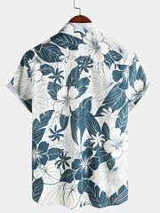 Men‘s 100% Cotton Hawaiian Floral Short Sleeve Button Beach Shirts