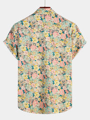 Men's Vintage Floral Cotton Short Sleeve Shirt