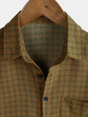 Men’s Everyday Casual Geometric Pattern Retro Printed Versatile Short Sleeve Shirt