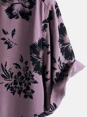 Men's Rayon Tropical Floral Print Vacation Short Sleeve Shirt
