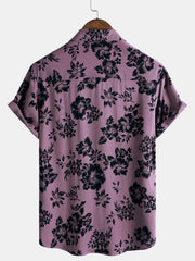 Men's Rayon Tropical Floral Print Vacation Short Sleeve Shirt