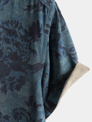 Men's Rayon Floral Print Boho Vintage Short Sleeve Shirt