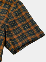 Men's Vintage Plaid Casual Pocket Short Sleeve Shirt