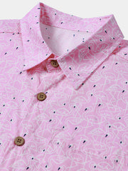 Men’s Summer Flamingo Short Sleeve Button Down Lightweight Beach Shirt