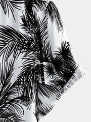 Men's Tropical Palm Tree Button Up Hawaiian Short Sleeve Shirt