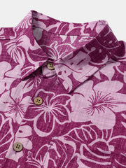 Men’s Lightweight Cool Hibiscus Print Short Sleeve Vacation Shirt