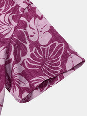 Men’s Lightweight Cool Hibiscus Print Short Sleeve Vacation Shirt