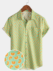 Men’s Cool Summer Beach Fruit Print Short Sleeve Shirt