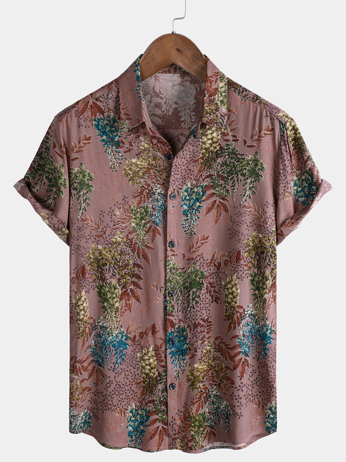 Men's Retro Print Summer Rayon Short Sleeve Shirt