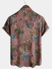 Men's Retro Print Summer Rayon Short Sleeve Shirt