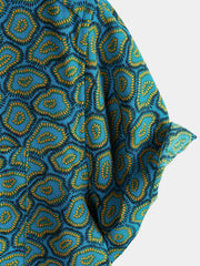 Men's Abstract Blue Short Sleeve Pocket Shirt