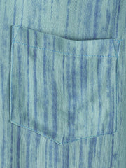 Men's Breathable Short Sleeve Pocket Blue Striped Shirt